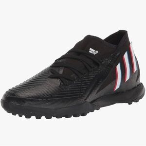 Adidas Black Turf Shoes with Multicolor Stripes